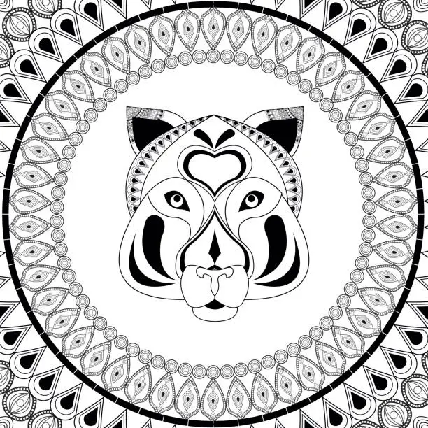 Vector illustration of tiger icon. Animal and Ornamental predator design. Vector graphi