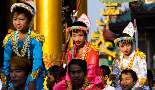 Ceremony in Myanmar stock photo