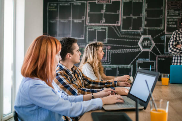istock Start up business team on meeting in modern bright office 643436050