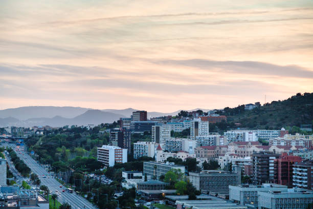 istock Sunset sky over of avenue Avinguda Diagonal 643439920