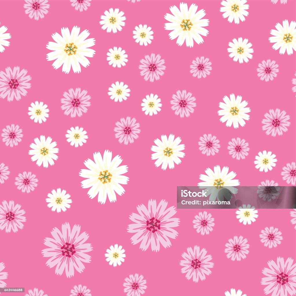 Wild Pink Pattern Wild Flowers Mix On Pink Background Seamless Pattern Stock Illustration ...