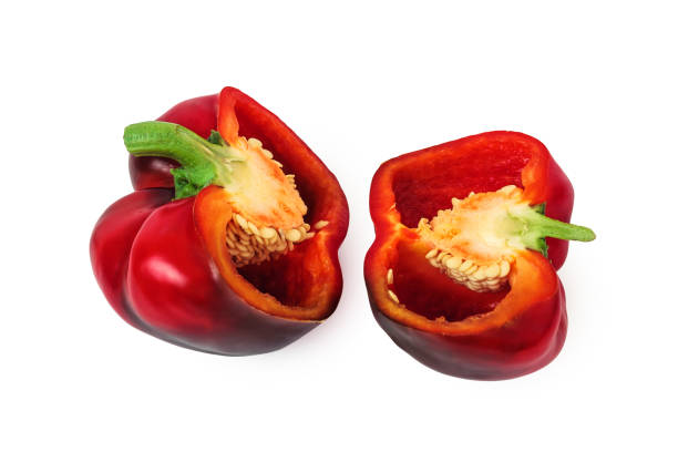 istock Sweet Red Bell Pepper Isolated On White Background 643459998