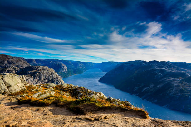 Beautiful view from famous place in Norway- Preikestolen in Stavanger (Lysefjorden)