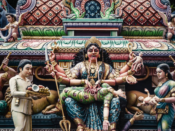 Kali hindu goddess Sri Veeramakaliamman temple Kali hindu goddess Sri Veeramakaliamman temple in Singapore kali statue stock pictures, royalty-free photos & images