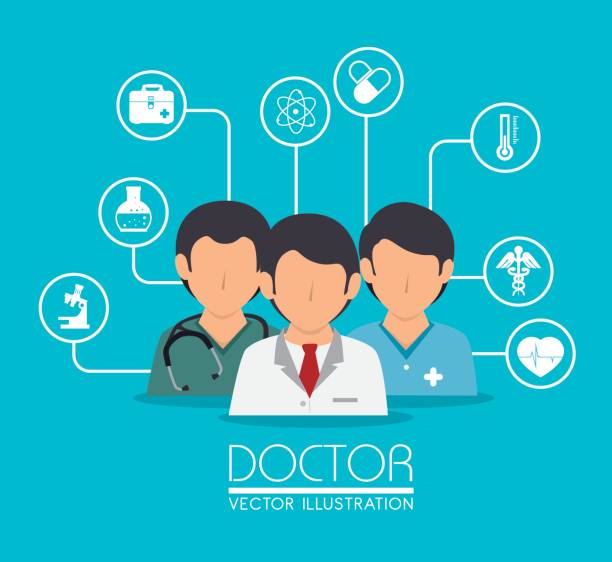 Medical design, vector illustration Medical design over blue background, vector illustration. cartoon of caduceus medical symbol stock illustrations