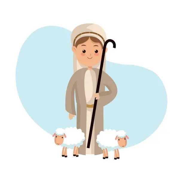 Vector illustration of Shepherd icon. Merry Christmas design. Vector graphic