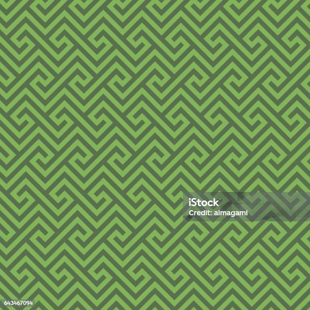 Tree Meander Pattern Greenery Classic Meander Seamless Pattern Stock Illustration - Download ...