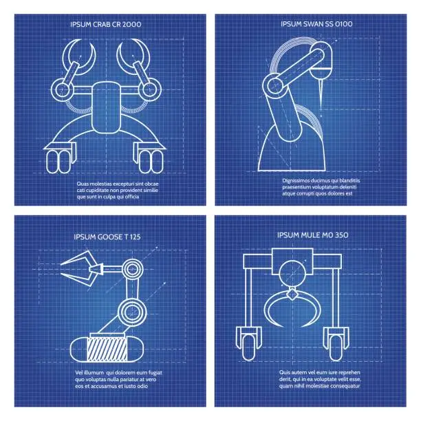 Vector illustration of Robot arms line art design