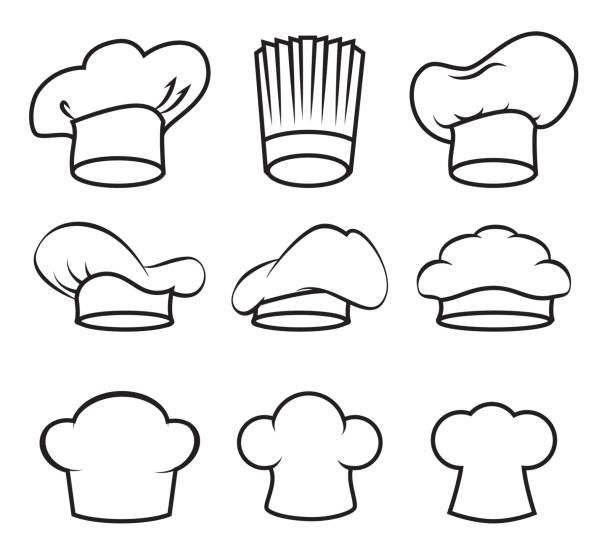 ilustrações, clipart, desenhos animados e ícones de projeto do restaurante, ilustração vetorial - chapéu de cozinheiro