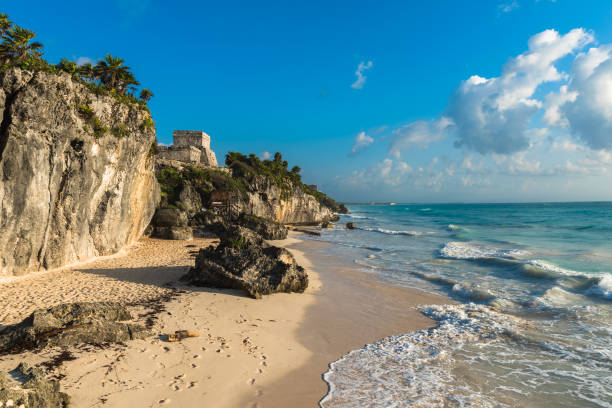 istock White sand beach and ruins of Tulum, Yuacatan, Mexico 643472976