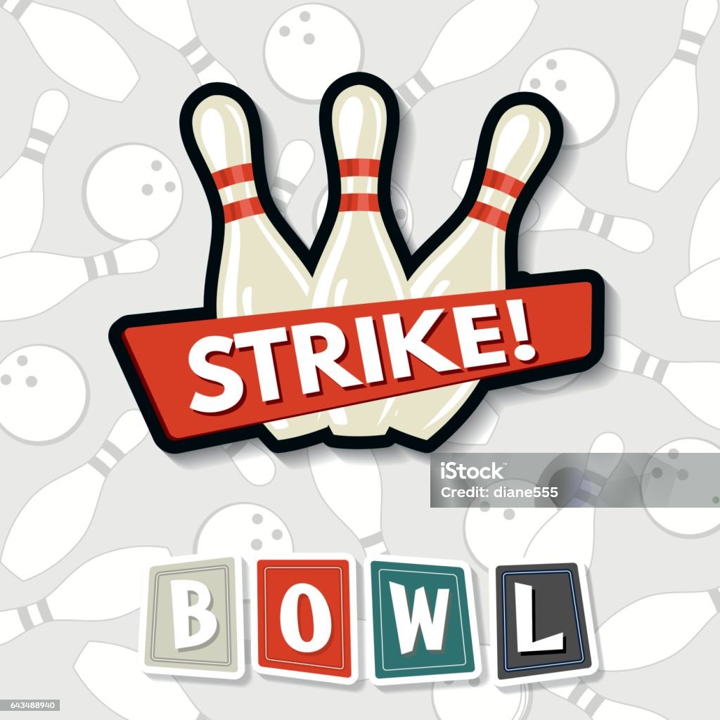 Retro Style Bowling Elements Retro Style Bowling Birthday Elements. Includes balls and pins, ribbons, banners and the word BOWL in retro styling. Ten Pin Bowling stock vector