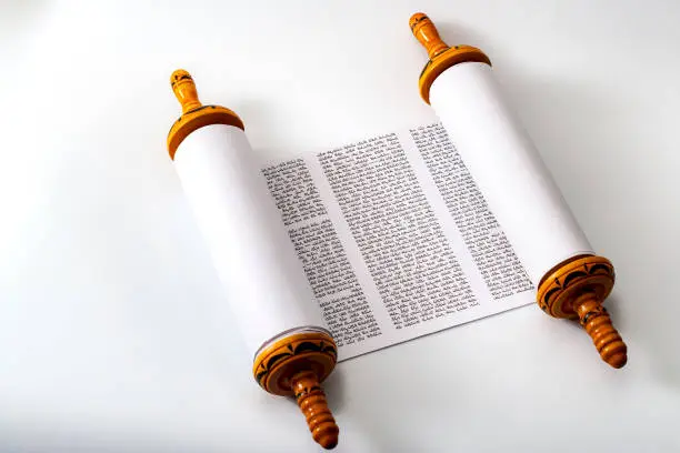 Judaism and religious text concept with a Torah on white background