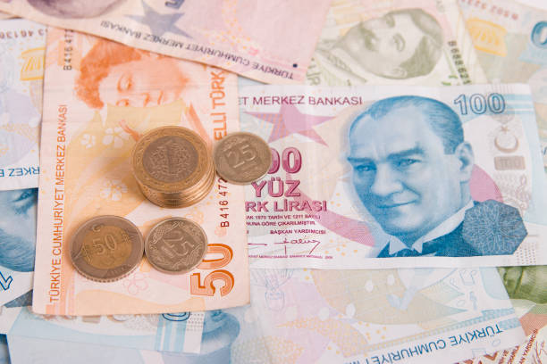 istock Turkish Lira background with coins 643492182