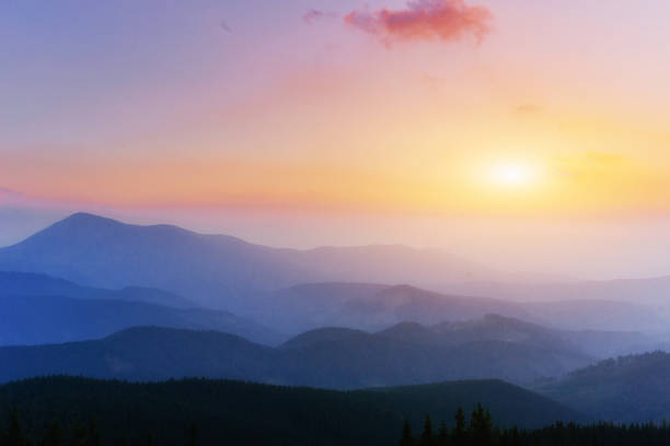 istock Fantastic sunset in the mountains of Ukraine. 643492286