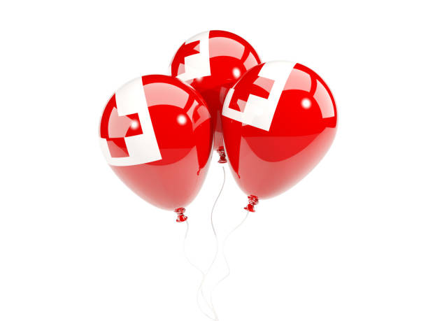 istock Three balloons with flag of tonga 643496458