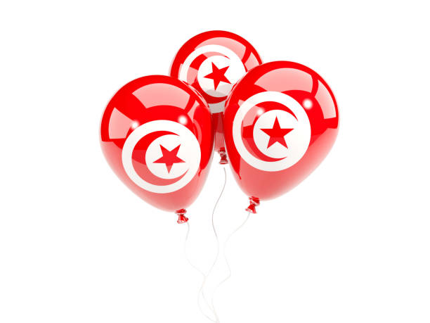 istock Three balloons with flag of tunisia 643496498