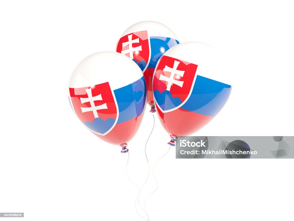 Three balloons with flag of slovakia Three balloons with flag of slovakia isolated on white. 3D illustration Balloon Stock Photo