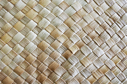 Fijian Coconut Palm leaves weaving background and texture.