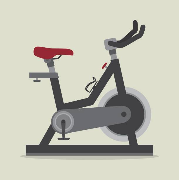 Fitness design Fitness design over beige background, vector illustration. spin bike stock illustrations