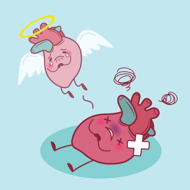 ilustraciones, imágenes clip art, dibujos animados e iconos de stock de corazón muerto con infarto de miocardio - pain heart attack heart shape healthcare and medicine