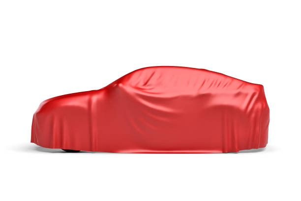 istock 3d rendering of a car covered by red cloth 643516854
