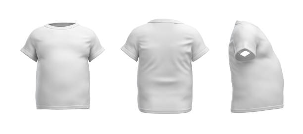 istock 3d rendering of a white T-shirt in realistic fat shape in side, front and back view on white background 643517350