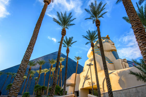 Las Vegas Las Vegas, USA - February 15, 2017 : Sunlight and LUXOR Hotel and Casino on Las Vegas Blvd on a sunny day. Las Vegas is world famous city  for convention and entertainment. las vegas pyramid stock pictures, royalty-free photos & images