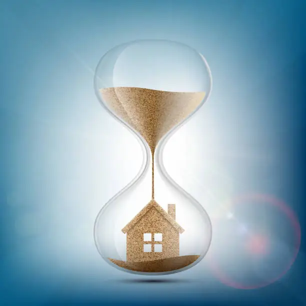 Vector illustration of Hourglass with the house inside.