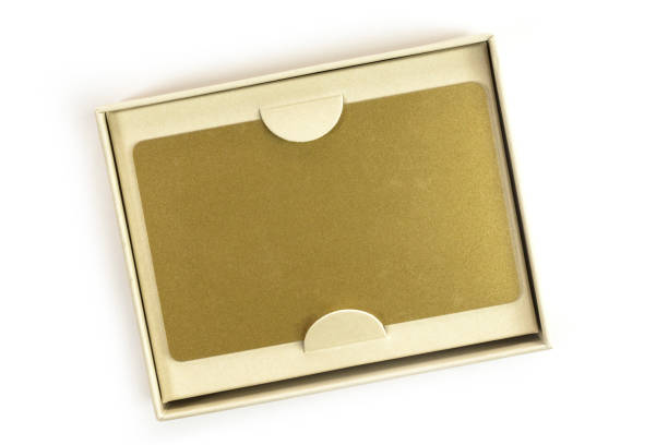 istock Blank VIP golden card in gift box, on white 643522328