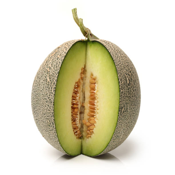 istock presentation of cut up cantaloupe  on white background 643530580