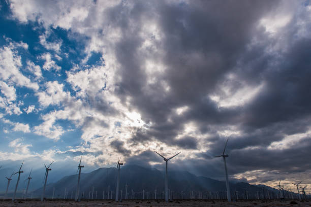 istock Wind turbines in Palm Desert area 643531312