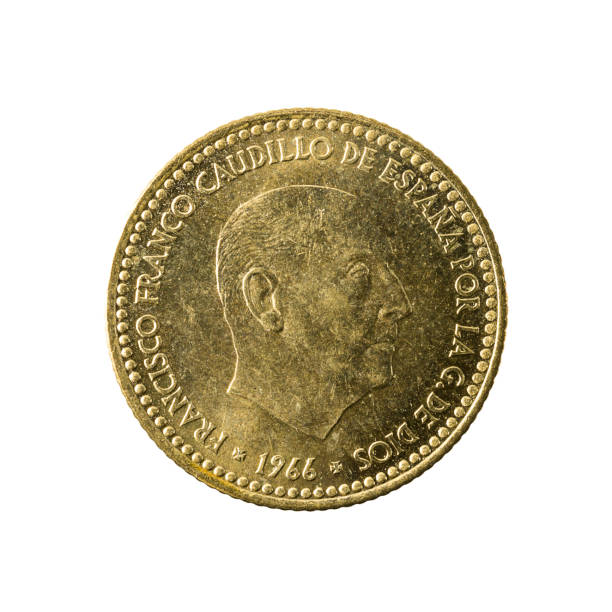 istock 1 spanish peseta coin (1966) reverse isolated on white background 643535426