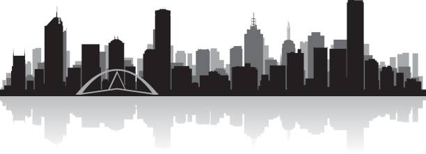 メルボルンは、オーストラリアの都市スカイラインシルエット - melbourne skyline australia city点のイラスト素材／クリップアート素材／マンガ素材／アイコン素材
