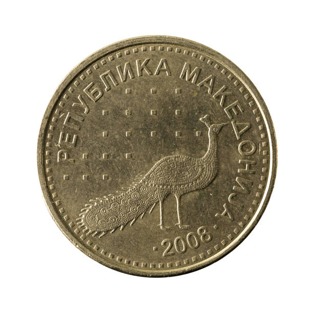 istock 10 macedonian denar coin (2008) reverse isolated on white background 643538720