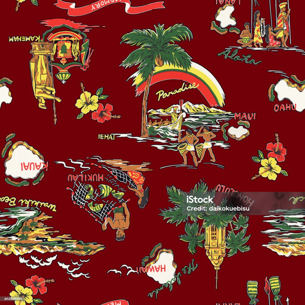 Aloha Print Pattern One Color Aloha Shirt Pattern Stock Illustration - Download Image Now ...