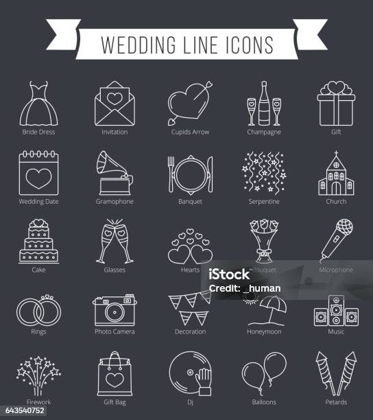 Wedding Line Icons Stock Illustration - Download Image Now - Wedding, Drink, Icon Set