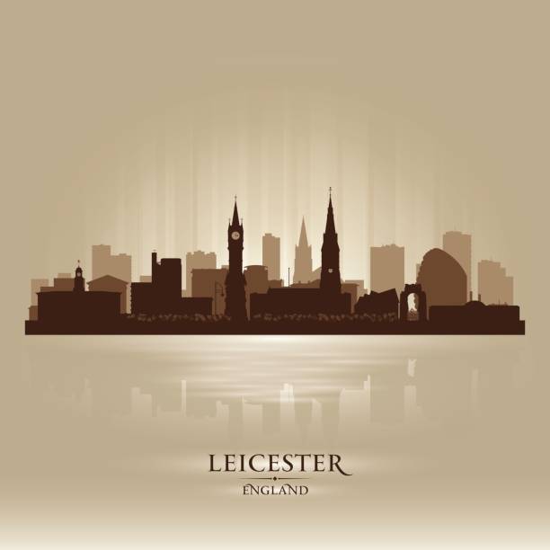 силуэт горизонта города лестер великобритания - leicester stock illustrations