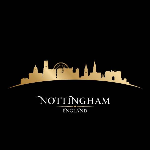 Nottingham UK city skyline silhouette Nottingham UK city skyline vector silhouette illustration nottingham stock illustrations
