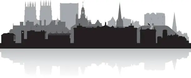 Vector illustration of York UK city skyline silhouette