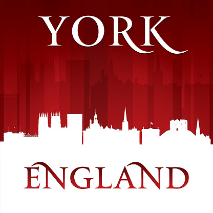York UK city skyline vector silhouette illustration