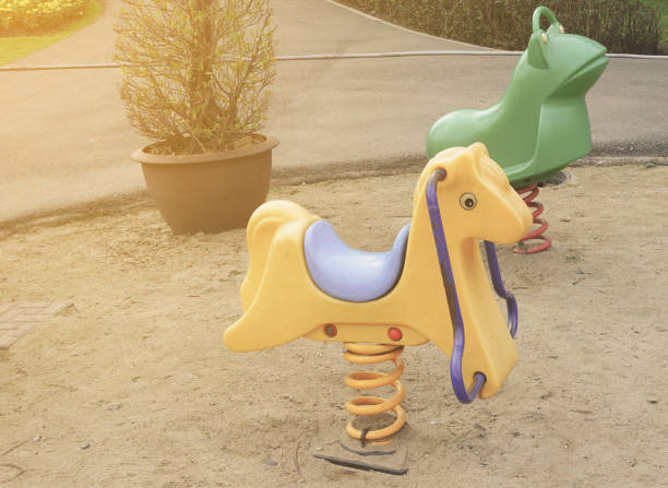 istock Old colorful seesaw 643548516