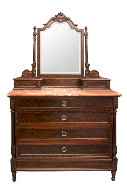 istock Old vintage antique chest of drawers, with a mirror 643553044