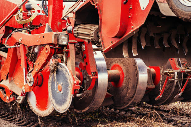 istock Tractor ploughing up the field. 643554108