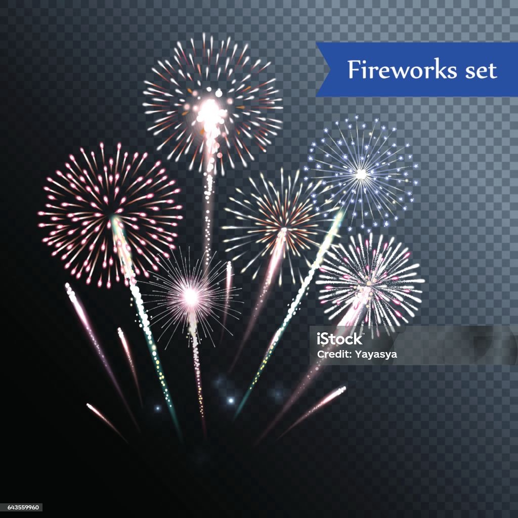 Set of isolated vector fireworks Firework Display stock vector