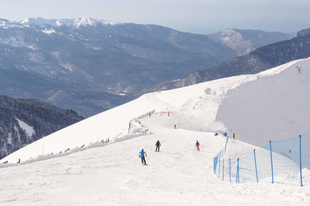 istock Ski slope in the mountains. 643560256