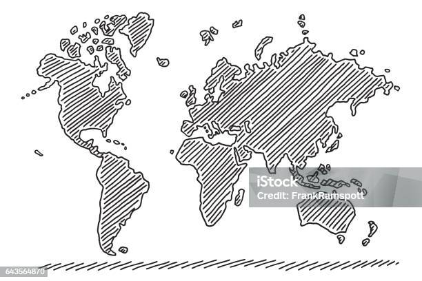 World Map Drawing Stock Illustration - Download Image Now - World Map, Map, Doodle
