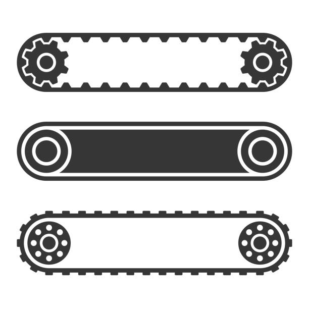 Conveyor Belt Line Set on White Background. Vector vector art illustration