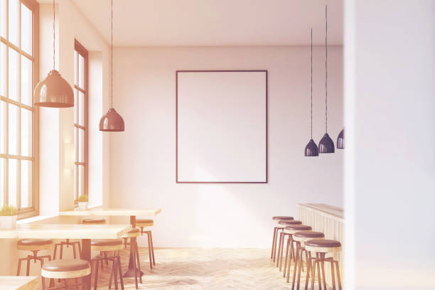 istock Bar with poster, wooden floor, toned 643579114