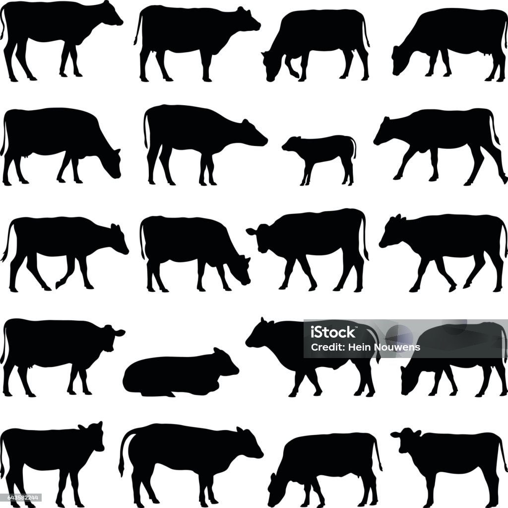 Cow collection - vector silhouette Cow, bull, calf silhouette illustration Cow stock vector