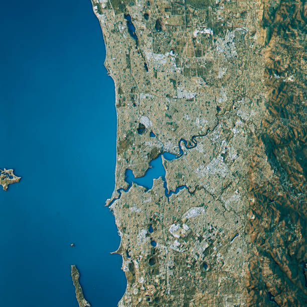 istock Perth Topographic Map Natural Color Top View 643594734